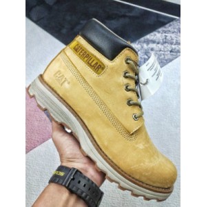 250 yuan cat cat cat p717821 men's shoe card agent shoes high top Martin boots short boots leather outdoor casual shoes color: Yellow upper material: first layer cowhide sole: Rubber size: 39-44 normal leather shoes