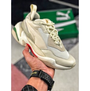 240 yuan puma thunder spectrum electric shock series retro daddy breathable leather jogging shoes Beige green red 367516-12 size: 35.5-44 with half size 40.5 42.5