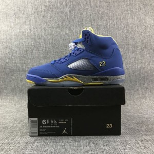 Air jordan 5 Lanny yellow and blue women's trendy shoes are true and perfect
