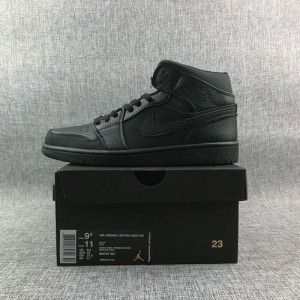 Mid air jordan 1 all black middle top company level original standard can be scanned