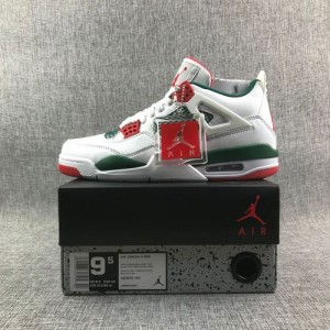 The air jordan 4 white, red and green men's shoes are popular and perfect