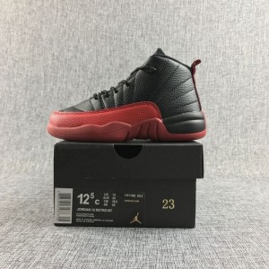 Air jordan 12 black and Red Kids' official website sync new colors 28-35