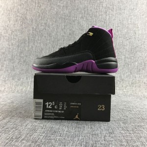 Air jordan 12 black purple kids' official website sync new colors 28-35