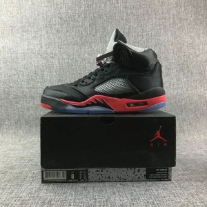 Air jordan 5 satin black and red men's fashion shoes are true and perfect