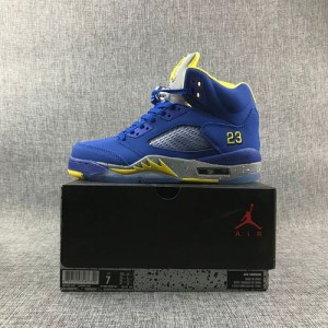 Air jordan 5 Lanny yellow and blue men's trendy shoes are true and perfect