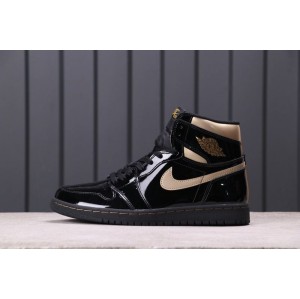 Black gold patent leather