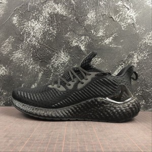 Adidas alphabounce boost alpha popcorn running shoe jacquard face all black ee4164 size: 36-45