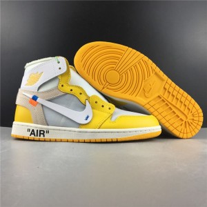 Jordan 1st generation off-white x Nike white yellow co branded original version Article No. aq0818-149 No. 7-12 shipment