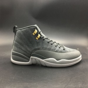 Jordan 12th generation air jordan 12 grey gold buckle top raw surface and raw bottom material first layer deerskin real standard Article No.: 130690-005 No.: 7.5-13 full size shipment 11.5