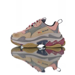 Eight layer combination TPU smooth surface correct outsole 19 new color high luxury brand Balenciaga triple-s sneaker fashion retro thick bottom old grandpa sneakers Khaki pink grey dark blue 490672 w09o5 1036