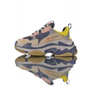 Eight layer combination TPU smooth surface correct outsole 19 new color high luxury brand Balenciaga triple-s sneaker fashion retro thick bottom old grandpa sneakers Navy Blue Khaki pink 490672 w09o5 1027