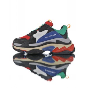 Eight layer combination TPU smooth surface correct outsole 19 new color high luxury brand Balenciaga triple-s sneaker fashion retro thick bottom old grandpa's sneakers black electric blue grass green red 490672 w09o5 1068
