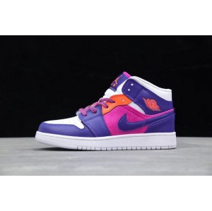 Company level ? Air Jordan aj1 Joe 1 pink purple grape middle top basketball shoes article No.: 555112-602