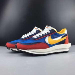 Top level Acai x Nike LVD waffle daybreak red and blue co show blue, red and yellow mesh leather panel double hook Swoosh running shoes top level version 1 article number bv0073-400 number 36-46 shipment
