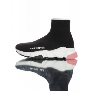 Balenciaga speed stretch knit mid neckers knitted middle top sock cover foot versatile jogging shoes black and white powder 587280 w1703 1070