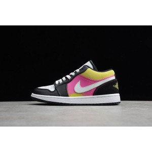 Aj1 low top black and white pink yellow cw5564-001