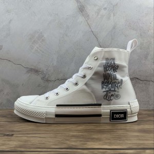 Dior Dior B23 objective High Top Sneakers transparent printing high tube board shoes transparent white and black CD ghosting size: 35 36 37 38 39 40 41 42 43 44