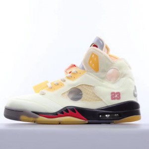 Off-white x air jordan 5 sail sweep full size airborne style: dh8565-100 size: 40-47.5