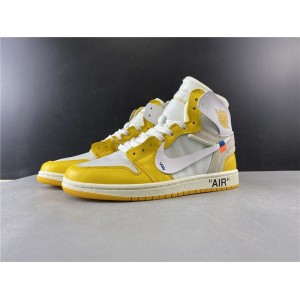 Jordan 1st generation off-white x Nike white yellow co branded original genuine brand Article No. aq0818-149 No. 36-47.5