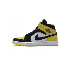 Bt9gz black and yellow toe Joe 1 middle top basketball shoe sports shoe 852542-071 air jordan 1 Mid se yellow toe