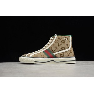 Top purchasing version ?? Chip sweep ?? Counter gift box packaging Gucci tennis 1977 print sneaker high top canvas printed retro casual sports board shoes