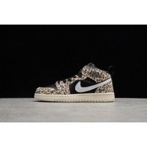 Aj1 children's shoes with leopard print on the middle top 554725-128