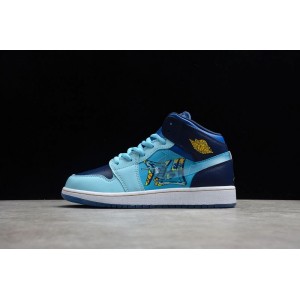 Air Jordan 1mid aj1 medium top ice blue mandarin duck basketball shoe bv7446-400