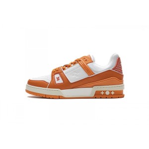 Dy3yn white orange LV grain calf leather fashion trendy shoes casual shoes Louis Vuitton 20ss trainer orange
