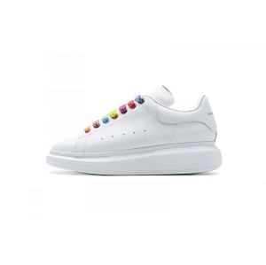 Ce1tb rainbow shoelaces McQueen leather goddess exclusive summer white shoes 553770 9076 Alexander McQueen sneaker rainbow